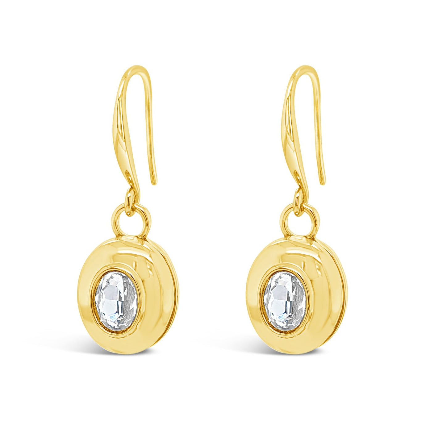 Gold drop hook earrings with clear crystal charm Ireland